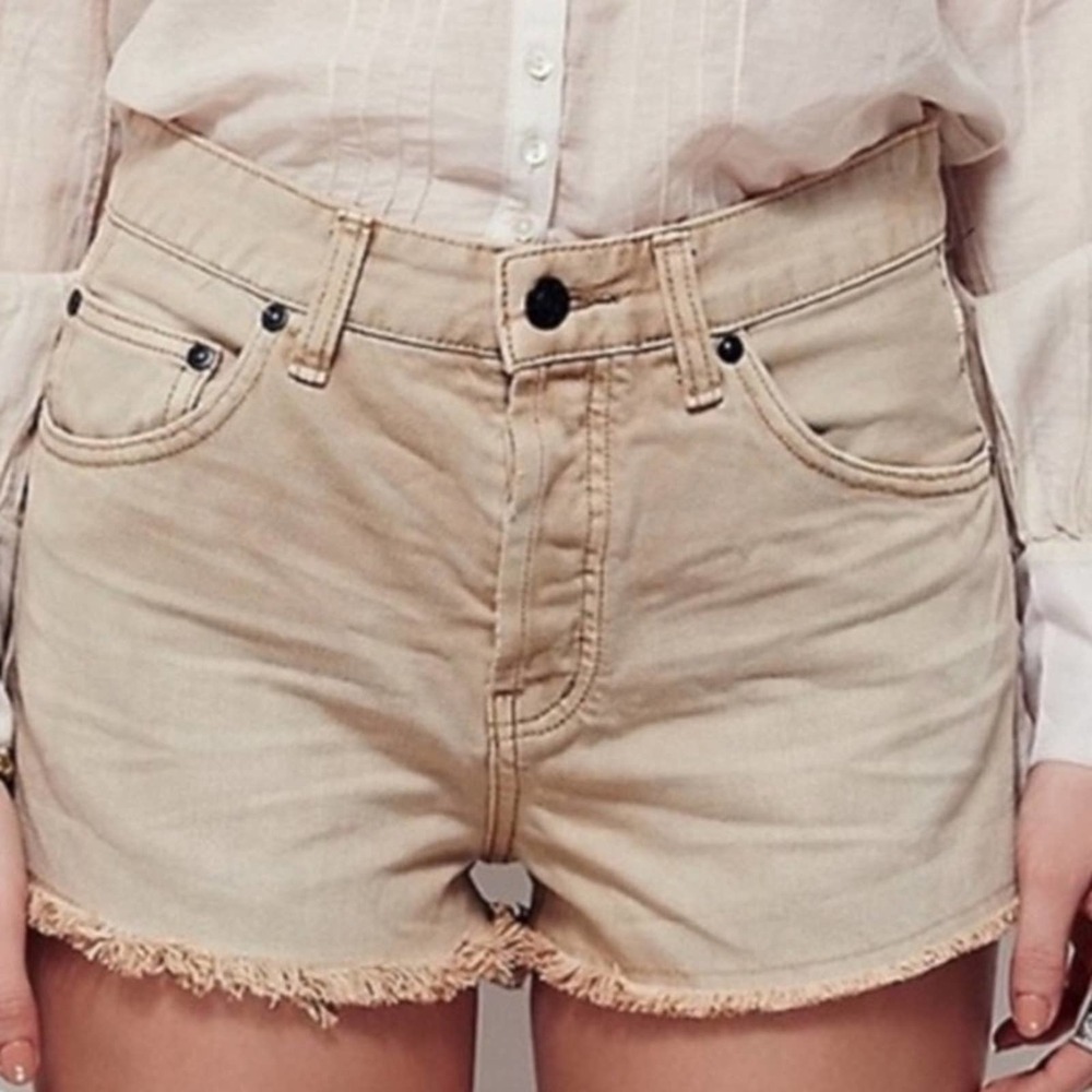 Free People High Rise Khaki Cut Off Shorts 25